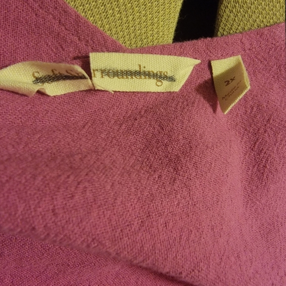 🔖👉 Soft Surroundings Top 3/4 Sleeve Tee Shirt Crochet Detail Sz 2X Hot Pink - Picture 5 of 8